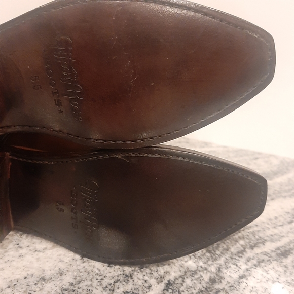 nwot GYPSY ROSE tan and dark brown leather Studded Cowboy boots SIZE 5.5M - Picture 9 of 12